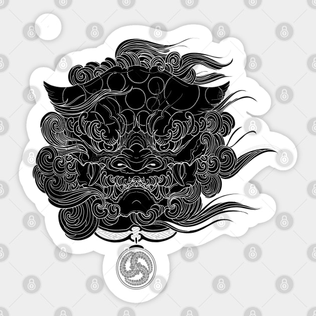 Japanese Design Karajishi, Foo dog, horimono tattoo inspired by Blacklinesw9 Sticker by Blacklinesw9